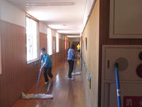 ワックスがけ中