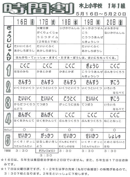 ５月１６日（月）～５月２０日（金）