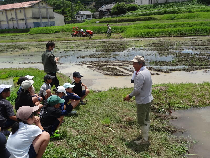 植える前にお米先生西田さんから説明を聞きました