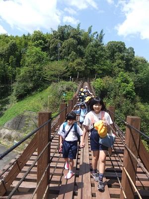 吊り橋がこわかったよ