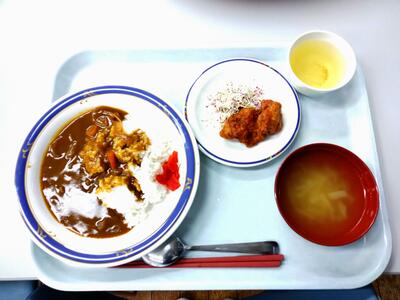 カレーライスと唐揚げ