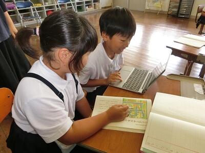 道順をタブレットPCで確認（2年生）